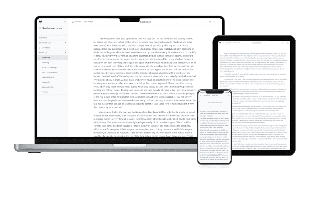 The Novlr writing workspace
